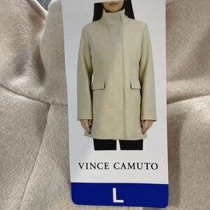 Vince Camuto Women's Full Gold Zip Jacket Coat Cream Size L
